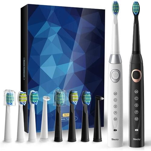 2 Sboly 508 Sonic Electric Toothbrushes Black And Pink Teeth Care Kit